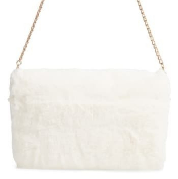 RACHEL PARCELL Soft Faux Fur Ivory Cloud Purse - Picture 5 of 5